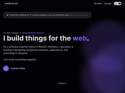 Portfolio clean dark frontend gradient minimal portfolio ui ux web developer web3 webdesign