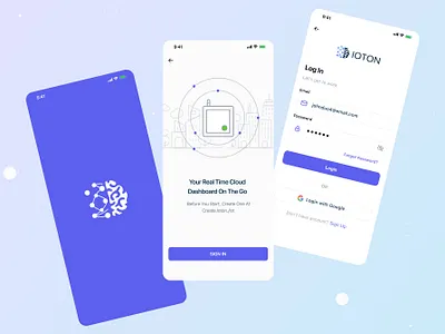 IOTON-Onboarding, splash screen, login page mobile app UI design app design launch screen login page login screen mobile app design mobile design mobile ui onboarding sign in page splash page splashscreen