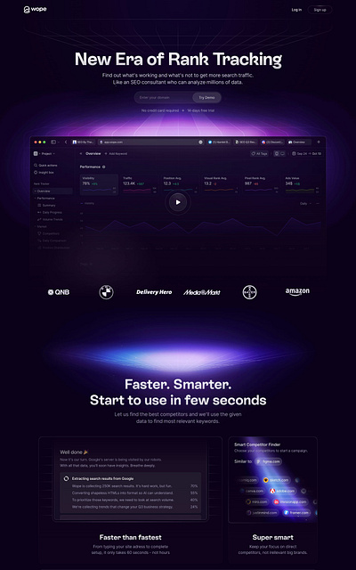 One Pager for Wope, a new SEO rank tracker branding design graphic design illustration motion graphics ux vector website