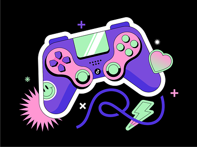 Game On controller design gamer gaming illustration nintendo purple sticker tiktok vector video games