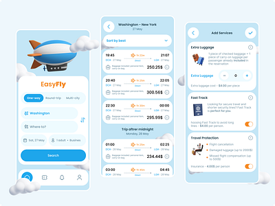 EasyFly: Your Ticket to Simplicity in Booking! 3d airplane airport app b2c fly mobile app ticket ui ux