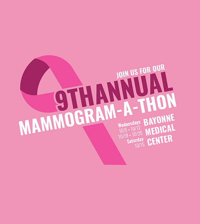 "Mammogram-a-thon" graphic design healthcare logo minimal