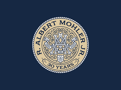 Albert Mohler 30th Anniversary albert mohler badge graphic design illustration line art logo monogram peter voth design seal