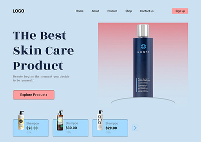 Cosmetic product landing page branding design graphic design typography ui ux