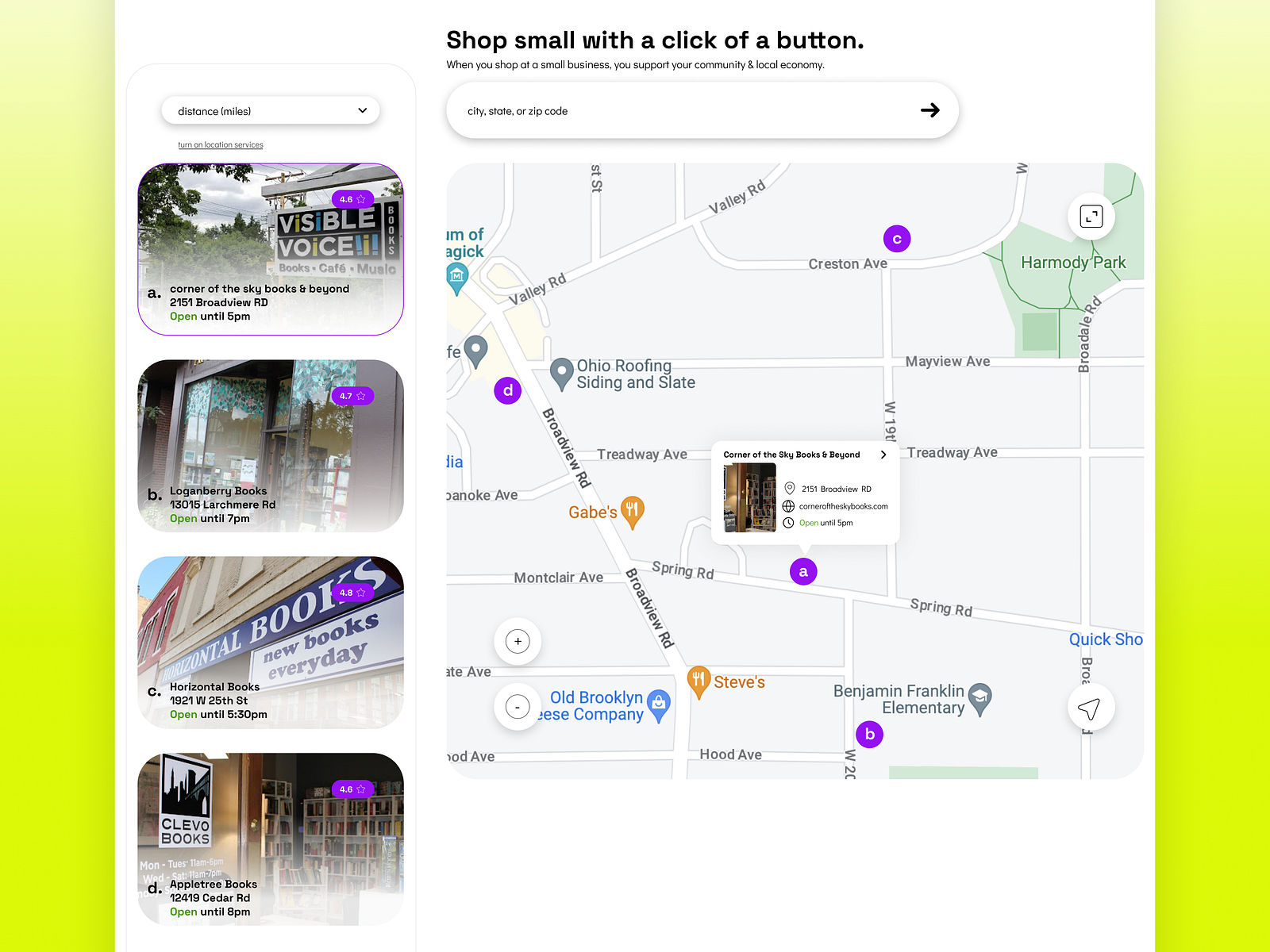 INDIE BOOKSTORE FINDER intelligence overview