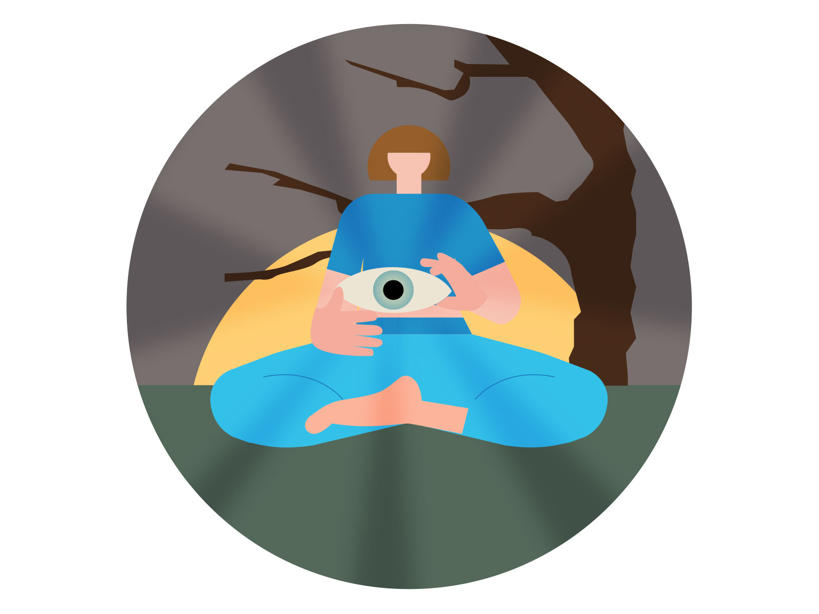 Centre of Consciousness 2d illlustration design drawing illustration sitting vector woman