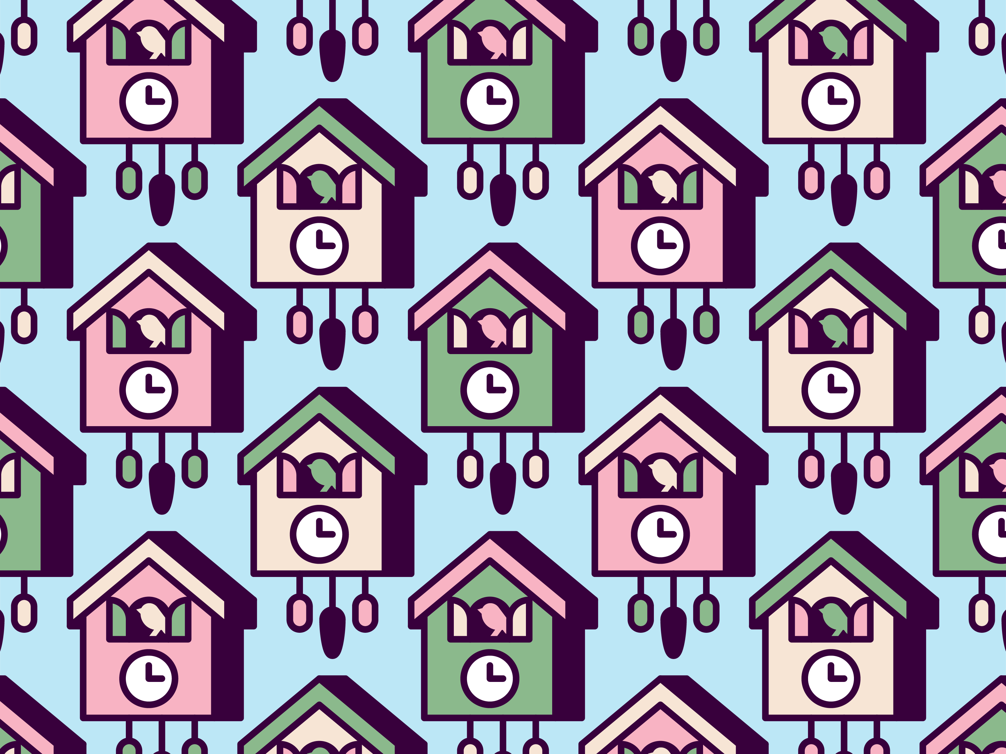 Cuckoo Tile clock cuckoo mosaico patron pattern reloj tile