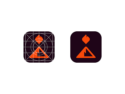 Fire Mountain app icon app app icon design fire icon icons illustration logo minimal minimalism minimalist mountain vector volcano