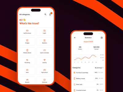 Unlocking Efficiency with Actionable Stats! 🗝️📈 app categories chart home main mobile orange screen statistics stats