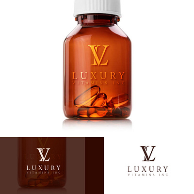 Luxury Vitamins branding logo luxury luxury vitamins lv letter logo lv logo supplement vitamin mockup