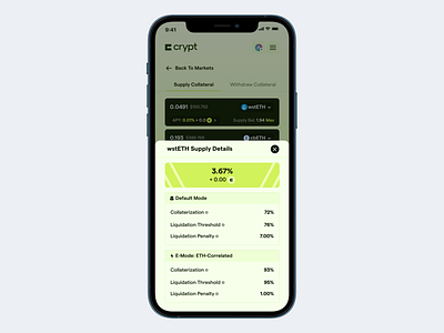 Supply Details Modal blockchain crypto design lending modal ui web3