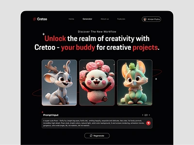 🤖 Cretoo - AI Tools ai artificial intelegent creator cute design generator image landing page machine learning midjourney photo plug in scene site ui uiux web site website