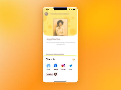 DailyUI010 - SocialShare UI Design app screen design app screen yellow bee design daily ui 10 dailyui 10 dailyui010 figma design share sharescreen ui ui design ui ux yellow and white