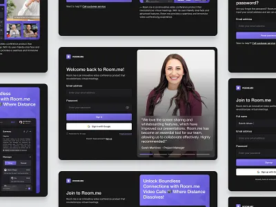 Video Conference - Login, Sign up, Forgot Password 📹 clean create account forgot password form input field landing page login onboarding password product design register sign in sign up signin signup step streaming ui verification websites