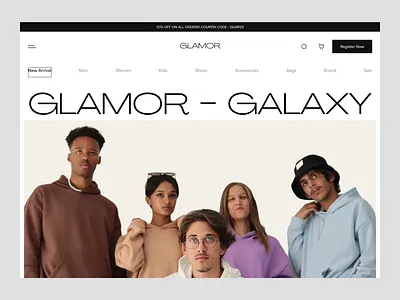 Glamor - Fashion Marketplace Landing Page Animation animation fashion fashion design fashion landing page fashion marketplace fashion website homepage landing page marketplace online online store prototype store style ui web web animation web design website website design