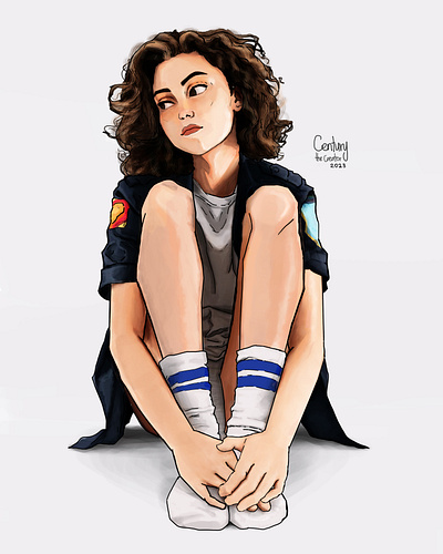 Girl Sitting with crossed legs Study anime character design design digitalart illustration