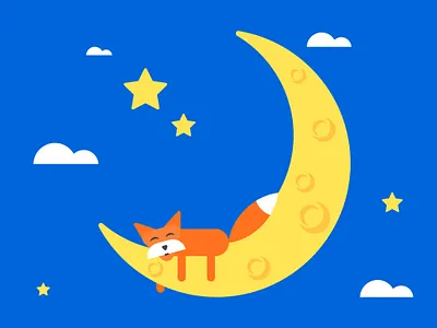 Fox in the moon character design digital art flat design geometric graphic design illustration 2d minimal vector art