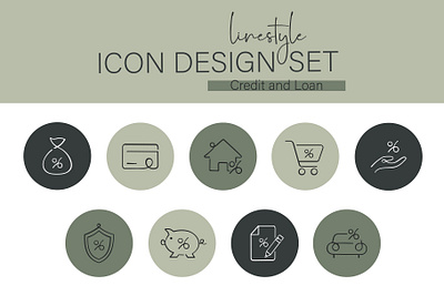 Linestyle Icon Design Set Credit and Loan money