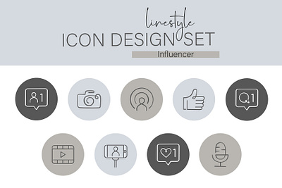Linestyle Icon Design Set Influencer smartphone