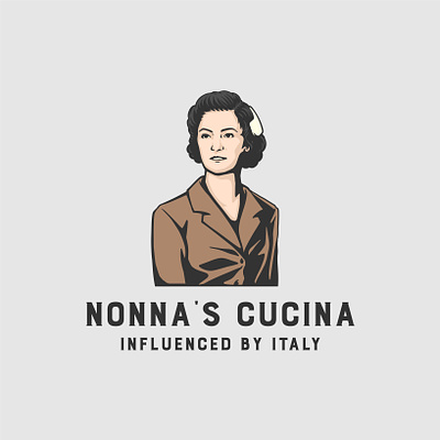 Nonna's Cucina branding design graphic design illustration italy lady logo portrait vector woman