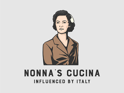Nonna's Cucina branding design graphic design illustration italy lady logo portrait vector woman