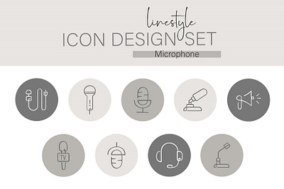Linestyle Icon Design Set Microphone communication