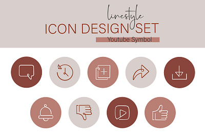 Linestyle Icon Design Set Youtube Symbol tech