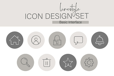 Linestyle Icon Design Set Basic Inteface ux