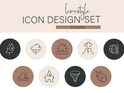 Linestyle Icon Design Set Disaster tornado