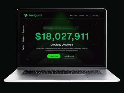 Aurigami.finance Crypto Website Design banking blockchain crypto cryptocurrency dapp finance financial financial app fintech hero homepage minimal moblie banking protocol ui ux wallet web design web3 website