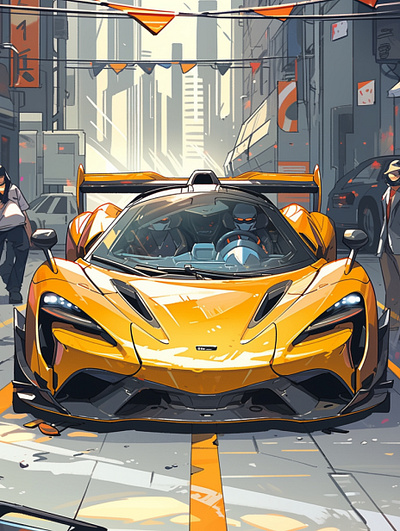 Vintage Comic-style Sports Car Front-end Design animation dall e