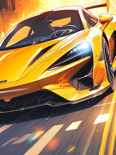 Sports Car Racing, Front-end Close-up Design animation dall e