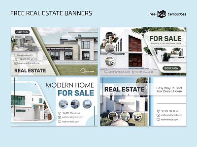 Free Real Estate Banners in PSD banner banner set banners business banners facebook banners free free banner set free banner templates free banners free psd freebie photoshop psd real estate realtor template templates