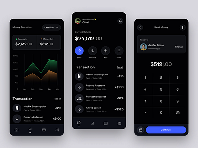 Duitman - Finance Mobile App app app design blue clean dark design finance finance app invest mobile app mobile design mobile ui money send money stats transaction ui uidesign uiux ux