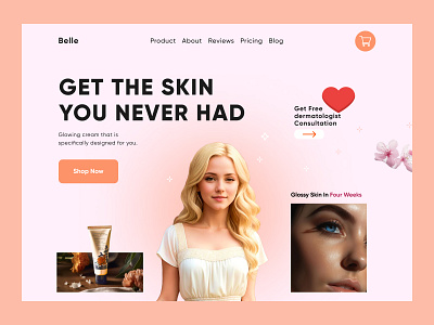 Beauty Care Product Landing Page acne beauty cosmetology dermatologist design fashion glowingskin hero section landing page makeup minimal selfcare skin skincare skincareproducts skincareroutine web web design webdesign website