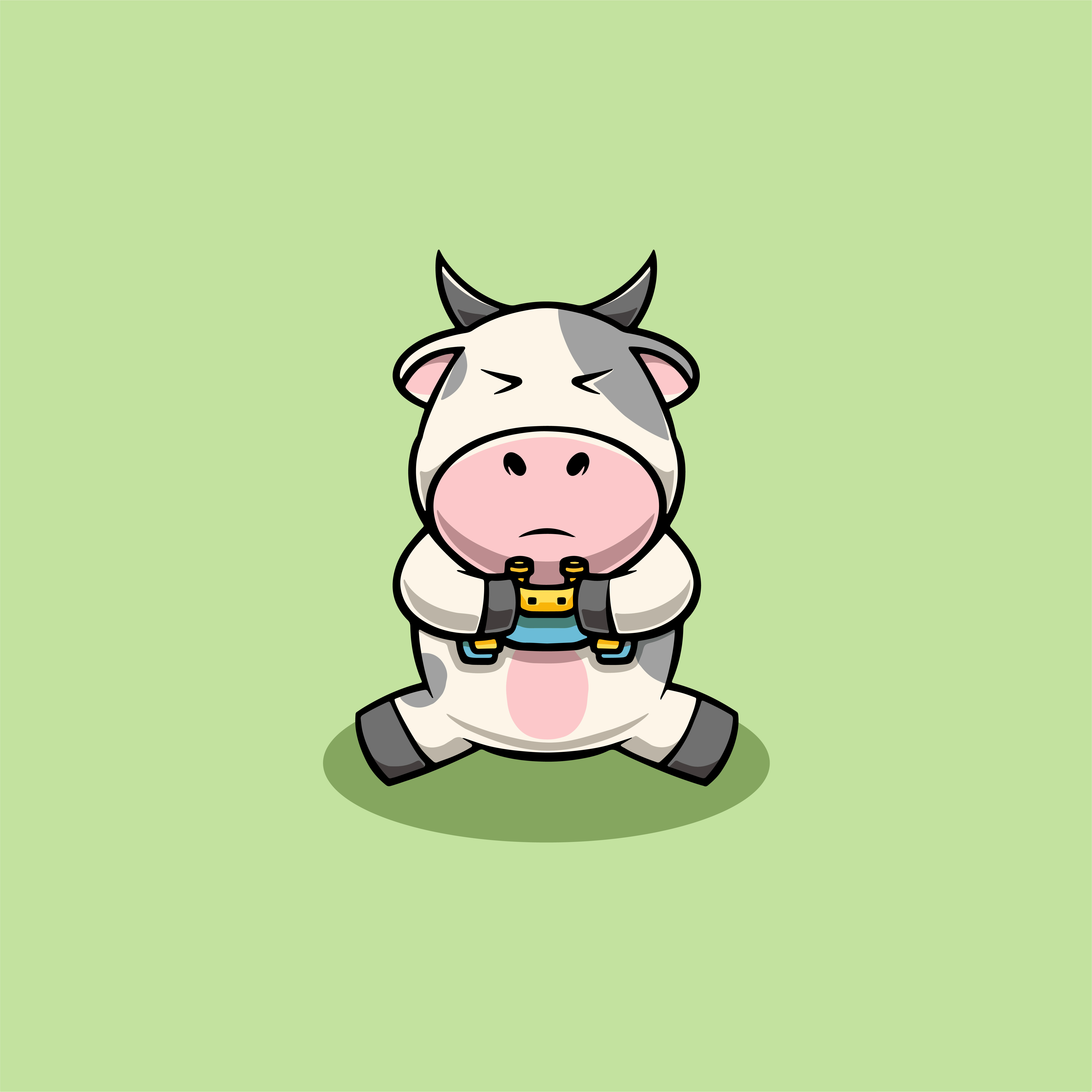 Cute Baby Cow Playing Games Illustration animal mascot branding graphic design kawaii
