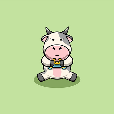 Cute Baby Cow Playing Games Illustration animal mascot branding graphic design kawaii