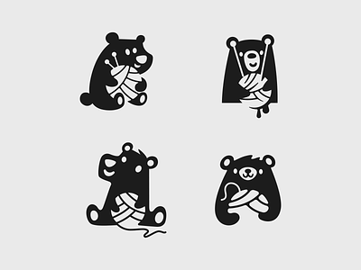 Honey tweed (logo options) anima ball bear brand branding character cute design elegant illustration knit logo logotype mark mascot minimalism minimalistic modern sign thread