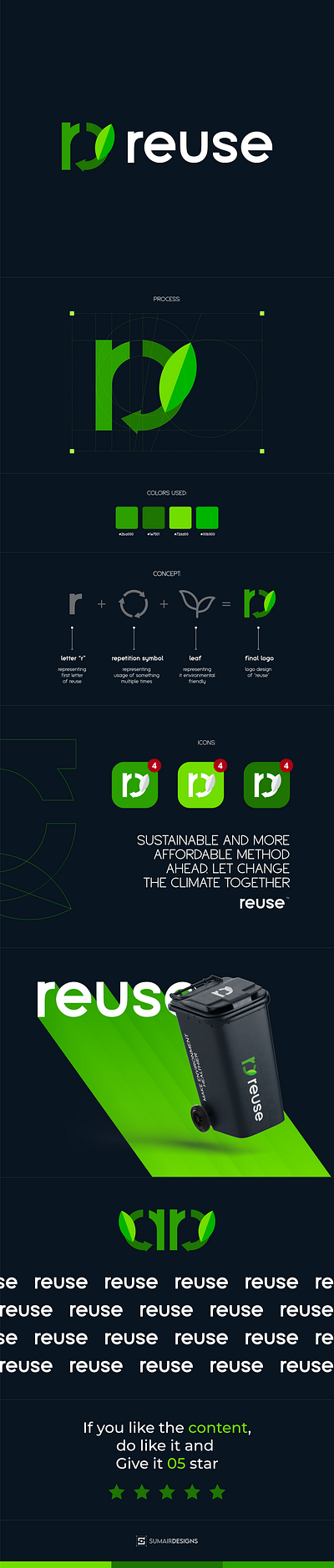 Reuse Logo Design branding brochure business logo company logo design green logo greenery logo illustration leaf logo logo logo design logo inspiration logo presentation nature logo new logo poster recycle reuse reuse logo ui