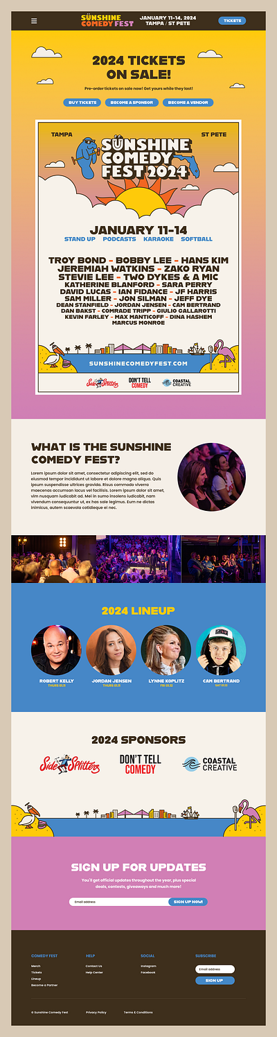 Sunshine Comedy Fest // Web Design comedy event festival fun standup summer sunshine web design web development