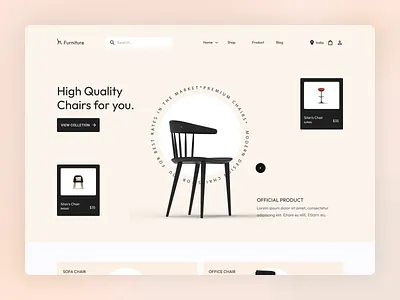 Furniture Landing Page ecommerce ecommerce website furniture furniture store furniture web home page interior design interior web landing page marketplace minimalist room shop store ui uiux ux web website website design