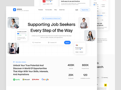 Jobstera - Job Finder Landing Page 🏢 candidate career employment hiring platform hr job job finder job listing job portal job search job seeker landing page linkedin recruitmenr ui ui design vacancy website work workfinder