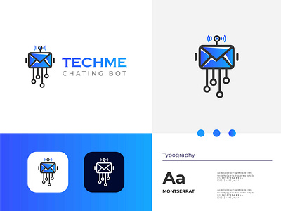 Tech mail logo. Chating bot logo design app apps logo bot branding chat bot chating design gradient logo graphic design illustration logo logo design mail online bot robot tech ui