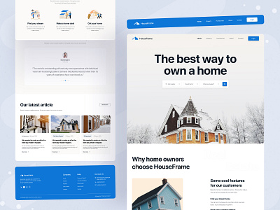 HouseFrame Real Estate Landing page aitbnb booking buy sell creative home house house rent landing page modern property property investment property management real estate agency real estate website rental residence ui ux web header whiteframe