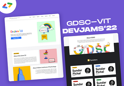 DevJams'22 Website branding design devjams event google googledevelopers hackathon illustration techfest ui uiux ux