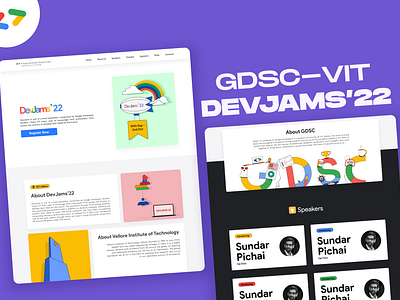 DevJams'22 Website branding design devjams event google googledevelopers hackathon illustration techfest ui uiux ux