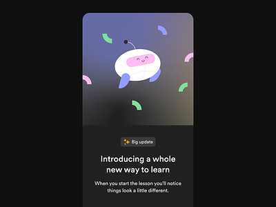 Update Onboarding ai app design confetti dark freelancer gradient illustration ios mode onboarding robot ui update ux web design