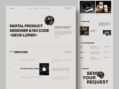 Personal Portfolio Landing Page creative design designer developer hello dribbble home page landing page minimal modern personal portfolio portfolio portfolio website product design remind remind creative typography ui ux web design website