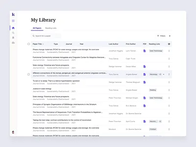 Kepler - My Library academic app clean library product research ryan brock saas science ui