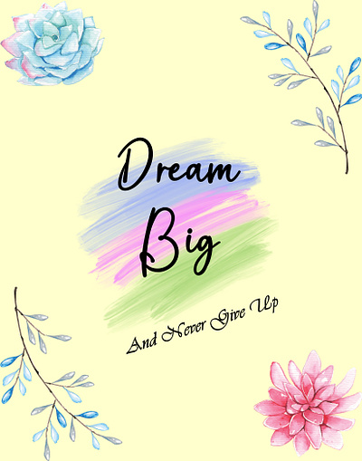 "DREAM BIG" arsthetic design digital digital download for her illustration inspirational quotes motivational quotes wall art